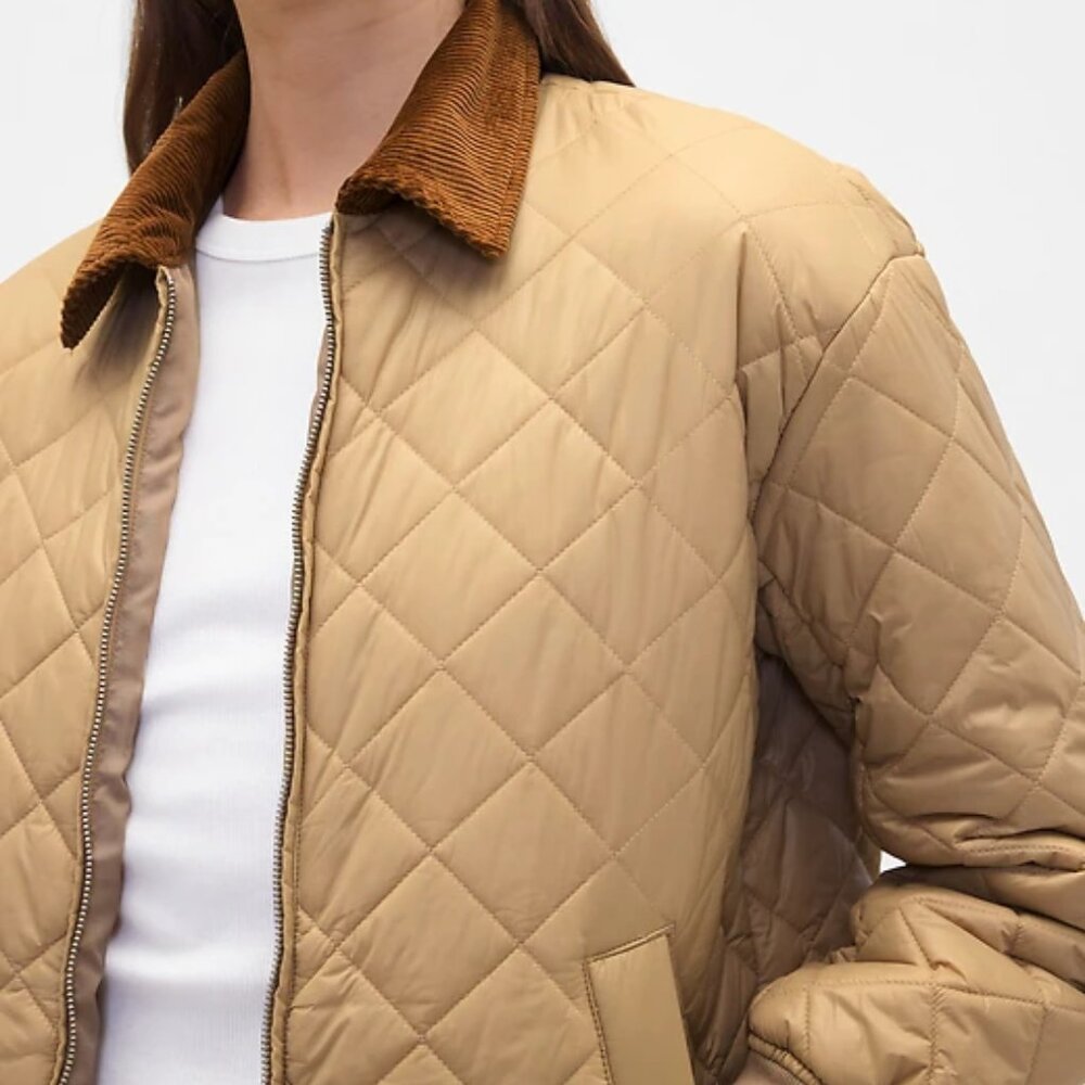 GAP Golden Khaki Brown Relaxed Quilted Nylon Jacket/NWT/L - Picture 4 of 14